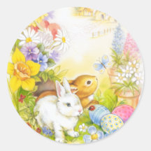 Easter bunny round sticker