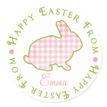Easter Bunny Stickers- Pink Gingham