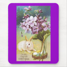 Easter Bunny & Violets Mouse Pad