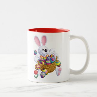 Easter Bunny with Basket of Eggs Mugs