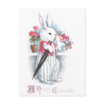 Easter Bunny with Bouquet of Pink Flowers postcards