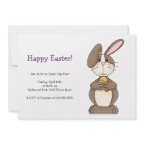Easter Bunny with Colored Eggs Personalized Invites