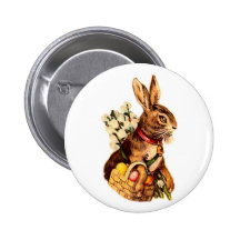 Easter Bunny With Eggs and Puss Willows Buttons