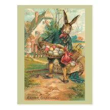 Easter Bunny With Eggs For Children Post Cards