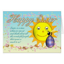 Easter Card - Cute Bumble Bee And Smiling Sun