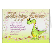 Easter Card - Cute Little Dragon And Bumble Bee