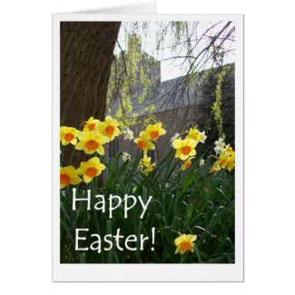 Easter Card with Daffodils and Church