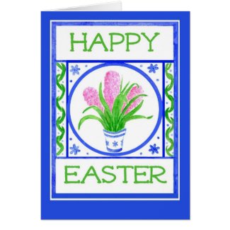 Easter Card with Pink Hyacinths