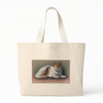 Easter Cat and Chick Canvas Bag