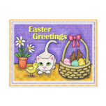 Easter Cat & Chick Postcard