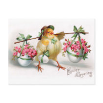 Easter Chick and Flowers postcards by Memory_Lane Easter Chick and Flowers postcards