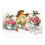 Easter Chick and Flowers Postcards
