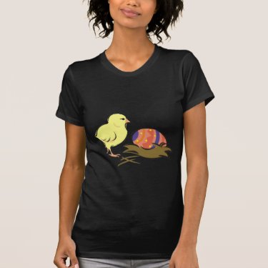 Easter chick and painted egg t shirts