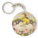Easter - Chick & Eggs Up a Tree - Antique Postcard keychain