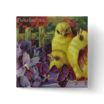 Easter Chick Greetings Pinback Buttons