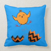 Easter Chick Jumping Out of Egg - Cute! Throw Pillow