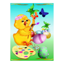 Easter Chick Paints Poster posters