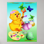 Easter Chick Paints Poster