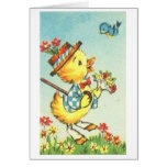 Easter Chick with Bluebird! Retro Easter Card