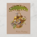 Easter-Chicks, Basket & Primroses-Antique Postcard postcard
