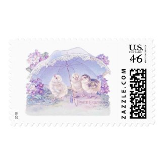 easter chicks bright blue stamp
