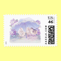 easter chicks bright blue postage