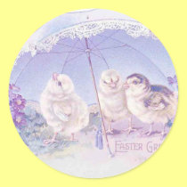 easter chicks bright blue stickers