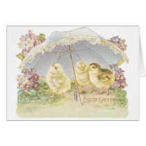 easter chicks bright greeting card