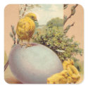 Easter - Chicks Egg PussyWillow- Antique Postcard sticker