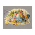 Easter - Chicks, Eggs & Rooster - Antique Postcard postcard