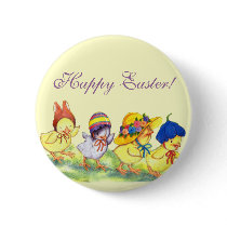 Easter Chicks in Hats - Happy Easter! buttons by JuJuGarden Easter Chicks in Hats - Happy Easter! buttons