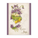 Easter - Chicks Violets & Village Antique Postcard postcard