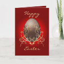 Easter Chocolate Egg Card - Easter chocolate egg surrounded by golden swirls.