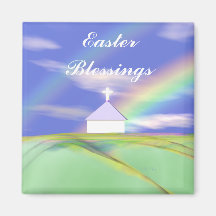 Easter Church and Rainbow Fridge Magnets