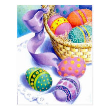 Easter color eggs postcards