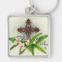 Easter Cross Keychain