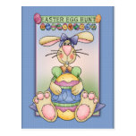Easter design with cute bunny and eggs post card