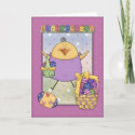 Easter design with cute chicken and eggs card