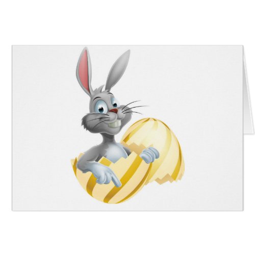 easter egg and white bunny greeting card