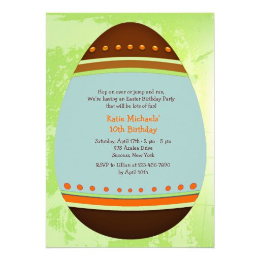 Easter Egg Birthday Party Invitation (front side)
