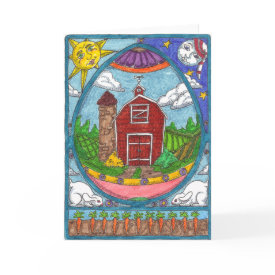 Easter Egg Farm Card - 'Easter Egg Farm' from original art by Bruce L. Carter.