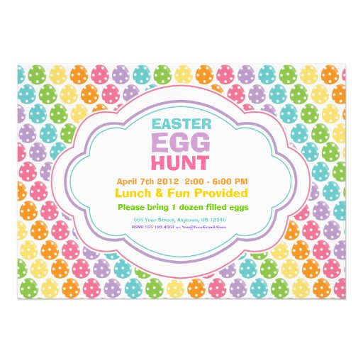 Easter Egg Hunt Rainbow Invitations (front side)