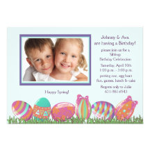 Easter Egg March Photo Birthday Party  Invitation