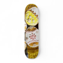 Easter Egg Shaped Biscuits On The Plate On Yellow Skate Board Decks