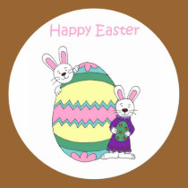 Easter egg with bunnies stickers