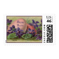 Easter Eggs Amoung the Violets - Postage stamp