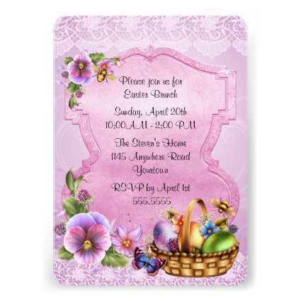 Easter Eggs and Pansies Brunch Personalized Invite