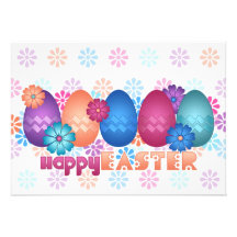 Easter Eggs and Spring Flowers Invite