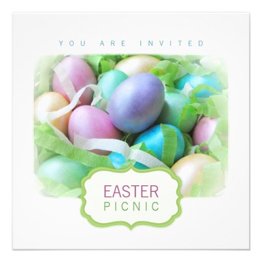 Easter Eggs Basket Picnic invitation (front side)