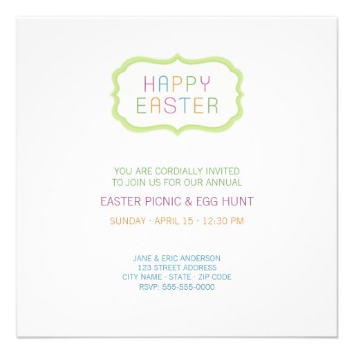 Easter Eggs Basket Picnic invitation